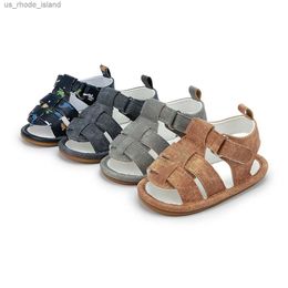 Sandals Kidsun Summer Baby Sandals Preschool Girls Boys Canvas Sandaler Non Slip First Step Cricket Shoes 0-18L240429