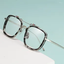 Sunglasses Frames Thom Brand Alloy Acetate Optical Glasses Frame Men Vintage Square Double Beam Eyeglasses Women Fashion Full Rim Spectacles