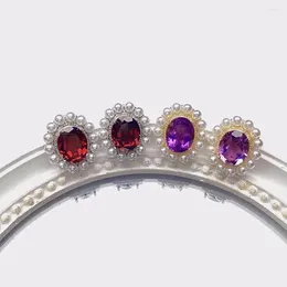 Stud Earrings Classic 925 Silver Crystal For Daily Wear Natural Amethyst Garnet Earring Real