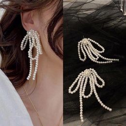 Stud Earrings Korean Style Light Luxury Elegant Crystal Bow Tassel Dangle For Women Fashion Jewelry Party Gifts