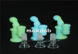 glow silicone Oil Burner Bubbler water Bong pipe small burners pipes dab rigs rig for smoking mini heady Bongs5303661