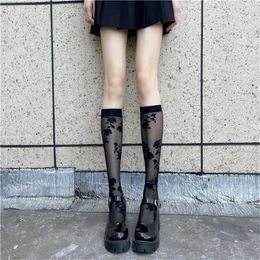 Women Socks Sexy Lace Leg Stockings Women's Black Rose Embroidery Long Knee High Japanese Lolita Warmers Sweet Girls Kawaii Stocks