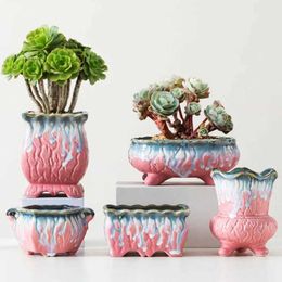 Planters Pots Creative glass flower pots fleshy plants bonsai green breathable vases desktop decoration home and garden Q240429