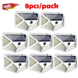 Decorations 2/4/8/10PCS Solar Light Outdoor 100 LED Wall Lamp PIR Motion Sensor Lamp Waterproof LED Lights For Garden Street Decoration