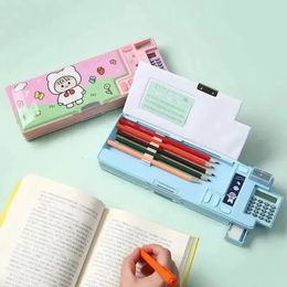 Creative Multi-functional Magnetic Pencil Plastic Stationery Box for Primary School Students Double-sided Calculator Sharpener 240423