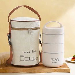 Bento Boxes 1590ml large capacity stainless steel 304 lunch box leak proof multi-layer hot adult and student soup food container Q240427