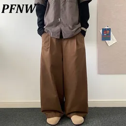 Men's Pants PFNW Casual Loose Wide Leg Straight Button Solid Colour Design High Street Fashion Male Trousers Summer 28W3163