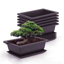 Planters Pots 1 plastic flowerpot balcony square bonsai bowl imitating rectangular Q240429