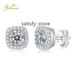 Hot Sale 0.5*2ct White VVS Moissanite Diamond Luxury 925 Sterling Silver Stud Halo Women Earrings