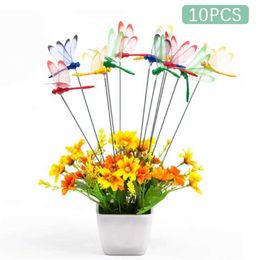 Garden Decorations 10pcs Dragonfly Garden Yard Planter Dragonfly Flower Arrangement Colorful Dragonfly Outdoor Decor Flower Pots Decoration