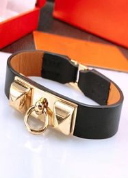 high quality brand jewerlry genuine leather bracelet for women rivet stainless steel bracelet7692403