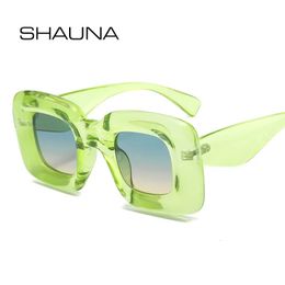 SHAUNA Metal Hinge Retro Candy Colour Thick Square Sunglasses Women Fashion Men Y2K Shades UV400 240428