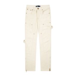 Men Brand Jeans Designer Street Leisure Entertainment Sports Embroidered Slim Fit High Street Jeans White Solid Colour