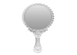 1pcs Cute Silver Vintage Ladies Floral Repousse Oval Round Makeup Hand Hold Mirror Princess Lady Makeup Beauty Dresser Gift6315162