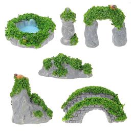 Garden Decorations 1 Set Of Chinese Style Mini Rockery Model Micro-landscape Ornament Plant Mountain Pond