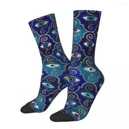 Women Socks Evil Eye Charm Greek Amulet Print Modern Stockings Autumn Non Skid Men Warm Soft Pattern Outdoor Sports
