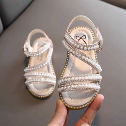 Sandals Girl Sandals Summer Fashion Kids Baby Girls Bling Rhinestone Princess Single Sandals For Little Big Girls Shoes