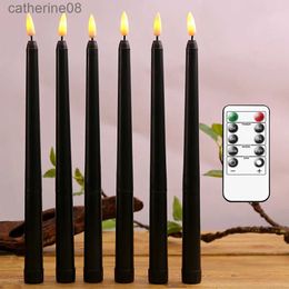 Candles Halloween LED Black Taper Candles With Remote Control 6 or 12 PiecesFlameless Electronic 28cm/11 inch Window Candlesticks d240429