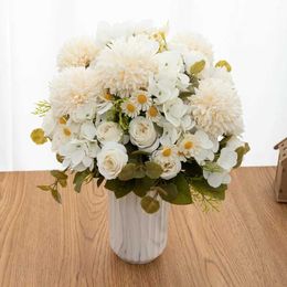 Dried Flowers Artificial Flower Ball Sunflower Silk Rose Bouquet Arrangement Table Wedding Arrangement Cheap Home Party Background Decoration