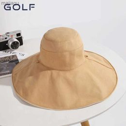Caps Hats Golf Fisherman Hat Womens Spring and Autumn Big Brim Sun Protection UV Sun Hat Summer Big Brim Face Cover Sun Hatl240429