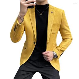 Men's Suits Autumn Deerskin Velvet Jacket Suit 6-color Business Slim Top Casual Wedding Tuxedo
