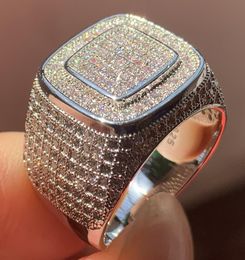 Choucong Hip Hop Shinning Dexule Jewellery 925 Sterling Silver Pave White Sapphire CZ Diamond Party Engagement Wedding Finger Ring f5086279