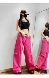 Women's Pants Y2k Cargo Parachute Women High Waist Sexy Korean Streetwear Fashion Summer Pink Baggy Female 2024