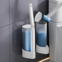 Brushes WallMounted Disposable Toilet Brush With Cleaning Liquid Bathroom Cleaning Disposable Brush Head Household Cleaning Tools