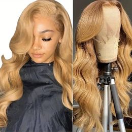 Peruvian Soft Hair Glue-Free Honey Blonde Body Wave Lace Wig 13x4 Colourful Lace Front Human Hair Wig HD Synthetic Lace Closure Wig 250 Density