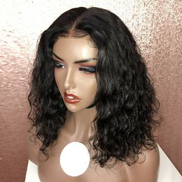 Baby Hair 13x4 Lace Front Human Hair Wigs Short Curly Wigs Remy Brazilian For Women Pre Pluck Natural Color Bleached Knot Highlights seamless