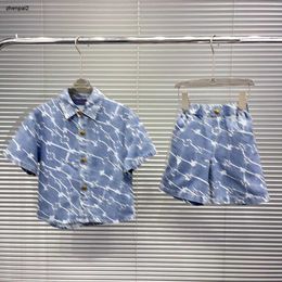 Luxury baby tracksuits kids designer clothes boys set Size 100-160 CM High quality denim set Summer Single Breasted shirt and shorts 24April