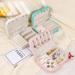 Jewellery Pouches Portable Rectangular Storage Box PU Leather Home Travel Case With Buckle For Women Earrings Necklaces Rings Bracelet