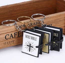 Cute Mini English HOLY BIBLE Keychains Religious Christian Cross Keyrings Women Bag Gift Souvenirs4296553