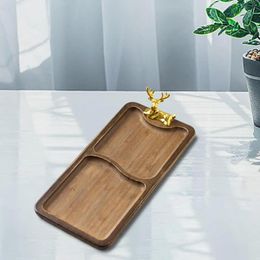 Plates Bamboo Serving Tray Coffee Tea Desserts Platter For Kitchen El Home Dining Table Holidays Decoration