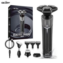 Sejoy 5in1 Electric Shaver For Men Ipx7 Waterproof Rotary Smart Sensing Beard Trimmer Travel And Home Use Mens 240420