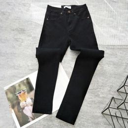 Women's Pants Women Jeans Stylish Denim Slim Fit Mid-rise With Pockets Elastic Tights For Yoga Leisure Activities Solid