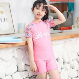 Clothing Sets Girl Swimwear Girls 3Pcs Swim Suit ( T Shirt Trunk Cap) Short Sleeve Sunscreen Quick Dry Set