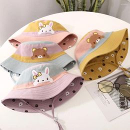 Hats UV Protection Sun Hat Spring Summer Breathable Cartoon Pattern Panama Cute Bucket Cap Kids