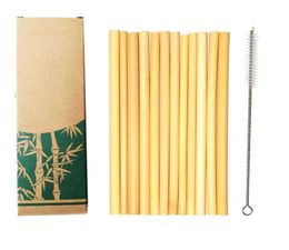 12 pcs set bamboo disposable straw natural organic 100 bidegradable with case and cleaner brush Eco friendly5427464