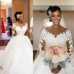 Gown Bridal Dresses Ballgown Long Wedding Gorgeous Sleeves Off The Shoulder Lace Applique Sweep Train Ruffles Custom Made Plus Size Vestido De Novia