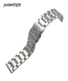 JAWODER Watch band 18 20 22 24mm Men Pure Solid Stainless Steel Brushed Watch Strap Deployment Buckle Bracelets24351624695