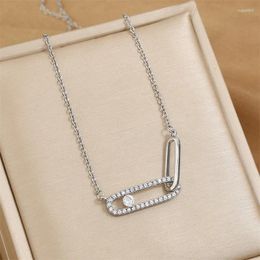 Charms FEEHOW Geometric Oval Pendant Necklaces For Women Luxury Gold Colour Chains Necklace Fashion Daily Wearable Jewellery