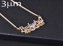 3UMeter Tennis Chain Letter Necklaces Name Gothic Double Plated Name Necklace Hip Hop Custom Carving Batch of Flowers for Gifts9037763