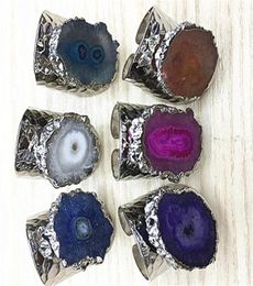Wedding Rings 2021 1PCS Whole Charm Dayoff European Crystal Natural Agates Stone Ring For Women Men Drusy Druzy Woman Jewelry2065518