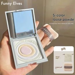 Funnyelves Five-Color Cake Powder Loose Fixing Makeup Lasting Wet Dry Nude Light Touch-Up Durable Makeup Oil Control Dry Wet Dua 240418