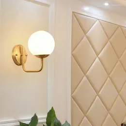 Wall Lamp Brass Lamps With Bulb Gold Bedside LED Light TV Background Glass Accessory