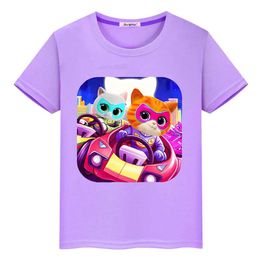 T-shirts Super Kitties 100% Cotton Summer T-shirt Pride Y2K One Piece Boys Cartoon Anime T-shirt Printed Short Top Childrens Clothing GirlL2404