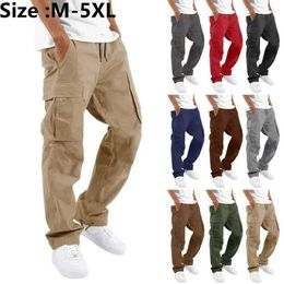 Men's Pants New 2024 Pocket Design Solid Cargo Pants Mens Pants Loose Rod Pockets Mens Cargo Pants 5XLL2403