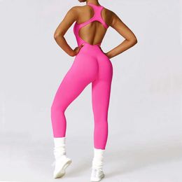 Women's Tracksuits Women Training Set Sportswear Women Sports Jumpsuit Fitness Rompers Stretch Female Push Up Gym Workout Clothes Bodysuits Y240426