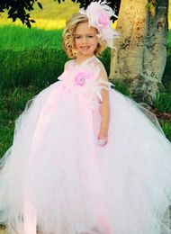 Girl Dresses Girls Feather Tutu Dress Kids Crochet Tulle Ball Gown With Big Ribbon Bow And Flower Headband Children Princess